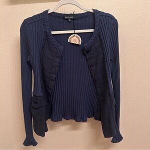 Kedziorek Blue Ribbed Cardigan
